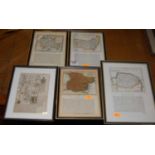 19th century engraved county maps, as broken out from books, for Suffolk, Worcestershire, Essex