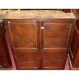 A 19th century oak double door hanging wall cupboard, width 91.5cm