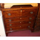 A 19th century mahogany crossbanded satinwood and ebony strung secretaire chest, the fitted