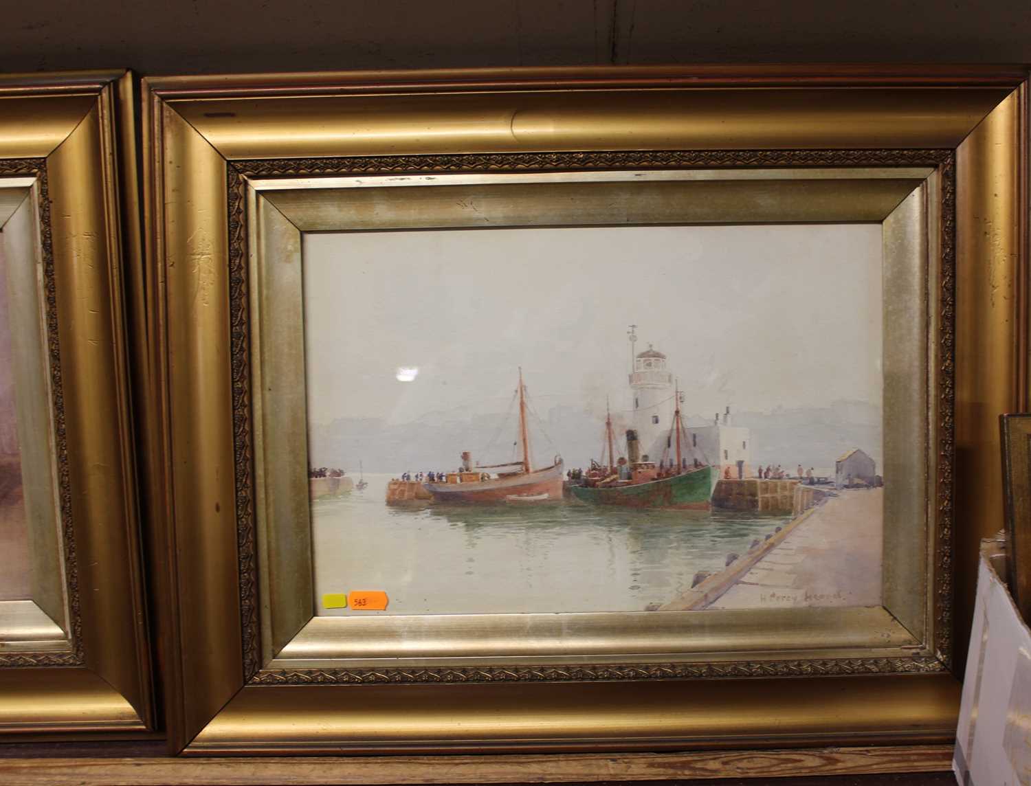 Hugh Percy Heard (1866-1940) - Pair; Harbour scenes, watercolours, each signed lower right, 25 x - Image 3 of 5