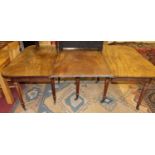 A 19th century mahogany D-end dining table having a gate leg action, single extra drop-in leaf,