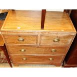 A 19th century small faded mahogany and satinwood cross banded chest of two short over two long