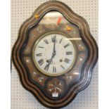 A late 19th century French floral mother of pearl inlaid vineyard clock, of typical shaped form with