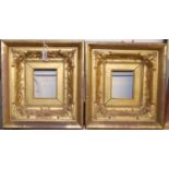 A pair of Victorian giltwood and gesso picture frames, rebate dimensions 11 x 9cm, gross