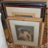 Assorted Victorian and later prints, to include pair of portrait mezzotints, interior scene etc