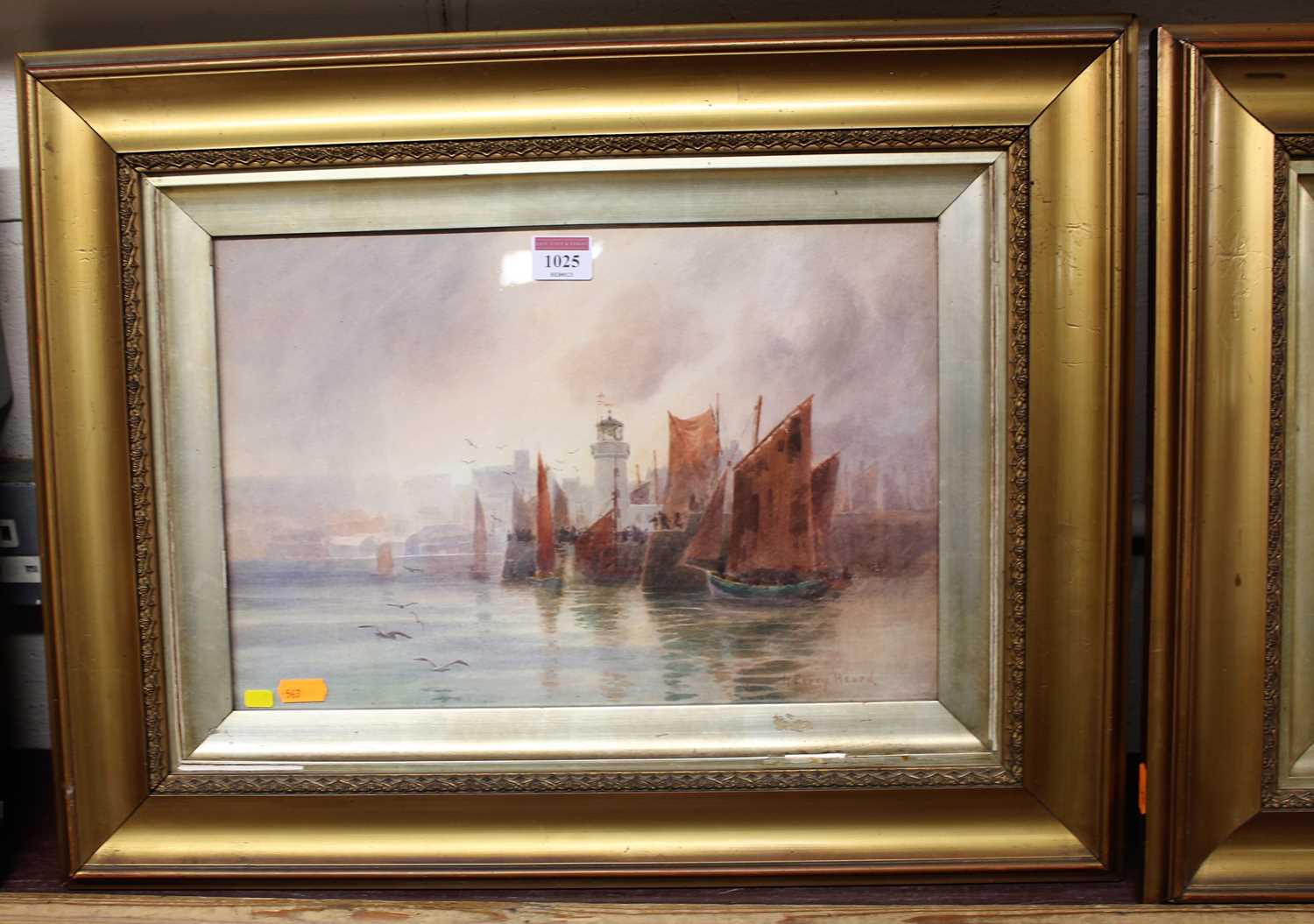 Hugh Percy Heard (1866-1940) - Pair; Harbour scenes, watercolours, each signed lower right, 25 x - Image 2 of 5