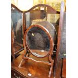 An early 20th century mahogany triptych dressing mirror, together with a further 19th century