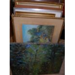A box of assorted pictures and prints, to include equine studies, boating scenes etc