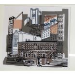 Contemporary school - Townscape, linocut, 30 x 33cmCondition report: Very fine spotting evident to