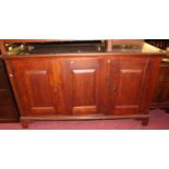 A contemporary joined cherrywood three door low side cupboard, width 167cm