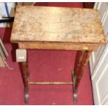 A 19th century pollard oak occasional table, having removable cover raised on twin end ring turned