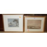 W. Bryant - Gypsy encampment, watercolour, signed lower right, 17 x 24cm; and P.G. Needell -