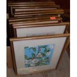 A box of assorted pictures and prints, to include topographical etchings