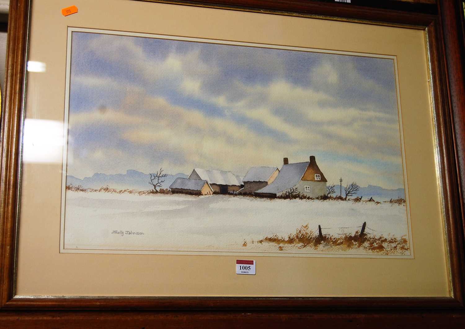 Sally Johnson - Winter landscape, watercolour, signed lower left, 35 x 56cm