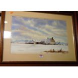 Sally Johnson - Winter landscape, watercolour, signed lower left, 35 x 56cm
