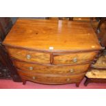 A 19th century mahogany bowfront chest of two short over two long drawers, width 90cm