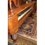 A late Victorian round cornered hinge top square piano on turned supports, by Collard & Collard of