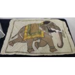 A collection of Indian silk panels, each depicting an elephant