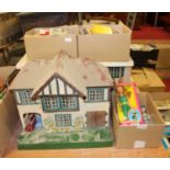 A collection of various dolls house and doll related childrens toys to include Barbie Great Shape