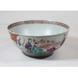 An early 19th century Chinese Canton bowl, the exterior enamel decorated with various figures within