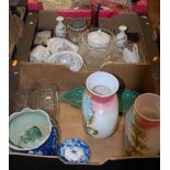 Three boxes of miscellaneous china and glassware, to include Doulton Burslem Slater's Patent tobacco