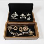 A small collection of modern costume jewellery to include faux pearl set white metal and marcasite