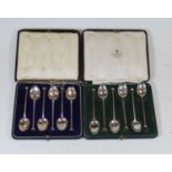 A cased set of six early 20th century silver teaspoons, maker Robert Pringle, Sheffield, together