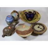 A small collection of miscellaneous items, to include Bernard Rooke type studio pottery bowl,