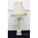 A large alabaster Corinthian column table lamp, with silk shade, h.91cm (including shade)
