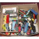 One box containing a quantity of mainly repainted and playworn diecasts, to include Dinky Toys,