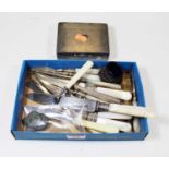 A small collection of miscellaneous items to include a silver plated table cigarette box, loose