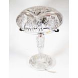 A large cut glass mushroom shaped table lamp, h.45cm