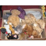 One box containing a quantity of soft plush children's toys to include Ty Beanies