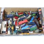 A collection of various loose and playworn diecast toy vehicles, to include London Transport