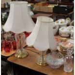 A Galway Irish Crystal Millennium bowl, with certificate; together with two glass table lamps; and a