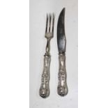 A set of 12 late 19th/early 20th century seafood forks, each having a silver handle in the kings