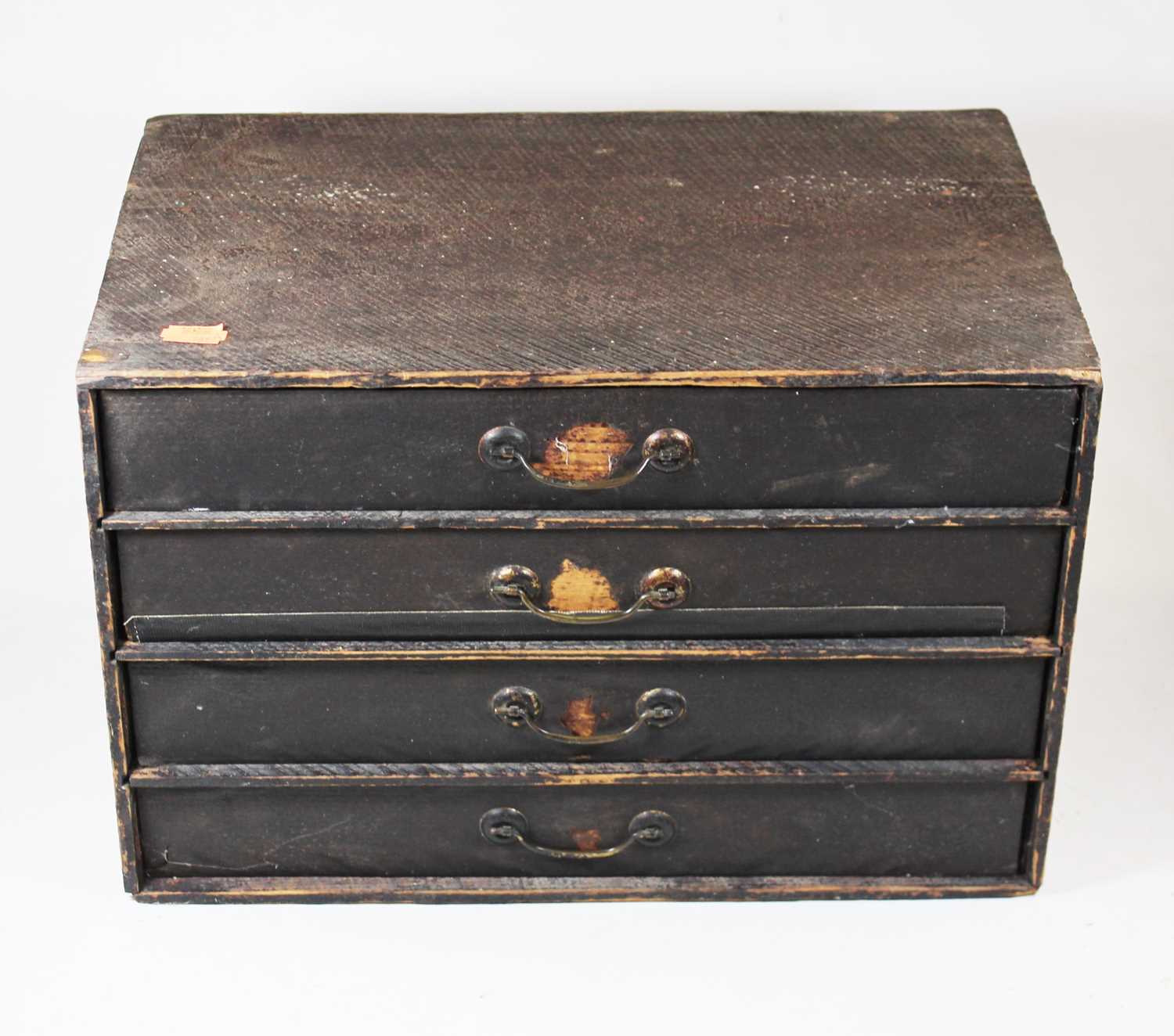 A late Victorian and later adapted mahogany clock case; together with a four drawer table-top