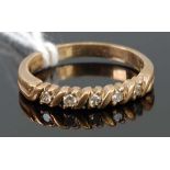 A 9ct gold diamond set half eternity ring, 2.3g, size N