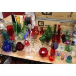 A large collection of miscellaneous mainly coloured glassware, to include lemonade jugs, wine