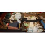 Four boxes of miscellaneous items, to include various cheese dishes with covers, butter dishes