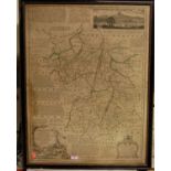 Emmanuel Bowen - An Accurate Map of Cambridgeshire, divided into its Hundreds, later hand coloured