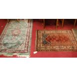 A Persian green ground small Tabriz rug, 153 x 94cm; together with a small Persian red ground prayer