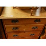 An Edwardian satin walnut chest of three long graduated drawers, width 85cm