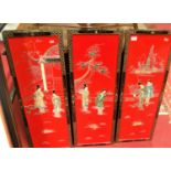 A set of four 20th century Chinese red lacquered panels, each dimensions 92 x 31cmCondition