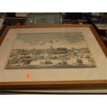 A maritime print; Dutch harbour scene reproduction colour print; and two others (4)