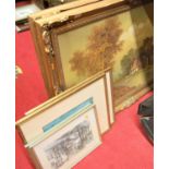 Assorted pictures and prints, to include Venetian backwater pastel