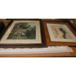 Tina Bone - Earthquake - The Elephant Moves, print; female nude watercolour; and two others (4)