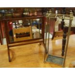 A 19th century mahogany swing toilet mirror; together with a small Victorian brass six division