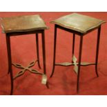 Two similar Edwardian walnut shaped top occasional tables, width 45cmCondition report: Height 73cm.