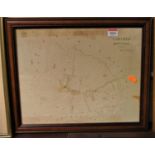 A reproduced mid-19th century engraved map of Tostock in Suffolk, dated 1844, 30 x 37cm